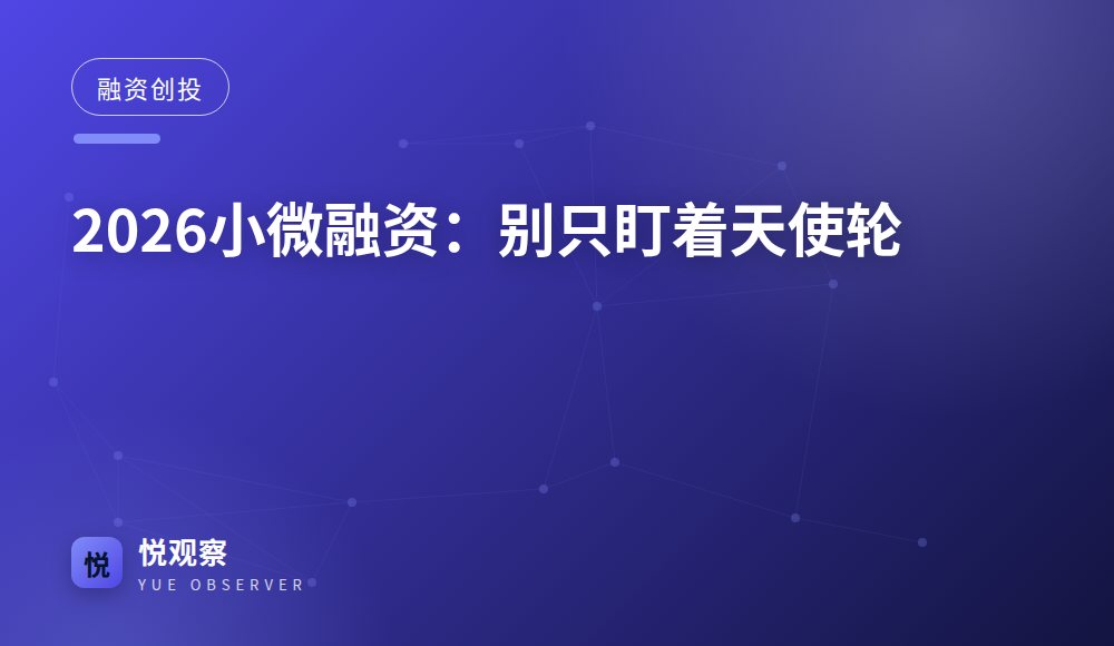 2026小微融资：别只盯着天使轮